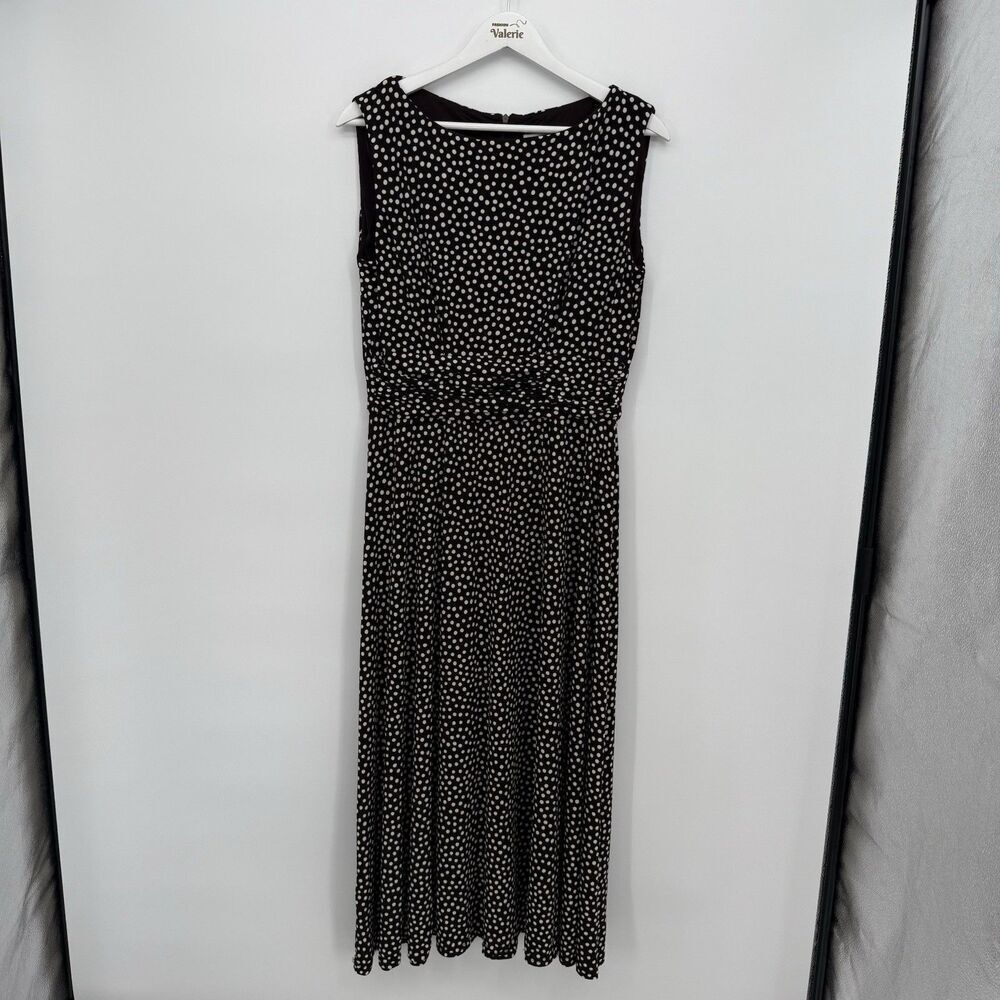 Jessica Howard Brown Polka Dot Midi Dress Size 12 Formal Y2k